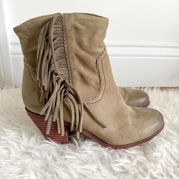 Sam Edelman Fringe Suede "Louie" Block Heel Ankle Bootie | Size 6.5 - Picture 1 of 9